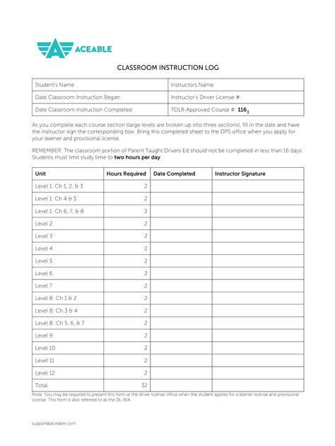 aceable driving|aceable driving log sheet.